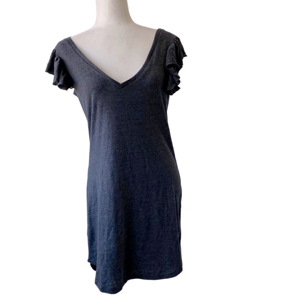 Chaser Tee Dress V Neck Ruffled Sleeve Detail SZ M NWT
